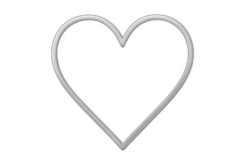 Silver heart shape outline frame with transparent background