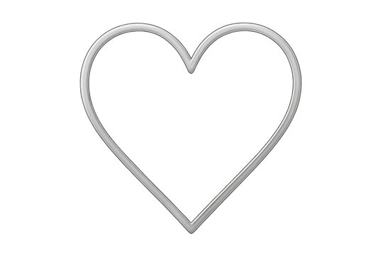 Silver heart shape outline frame with transparent background