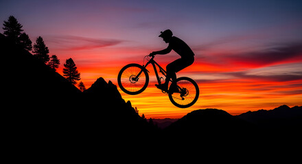 Obraz premium Athlete mountain biking on a rugged trail