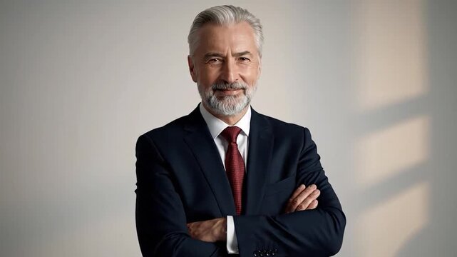 Confident businessman with gray hair and beard