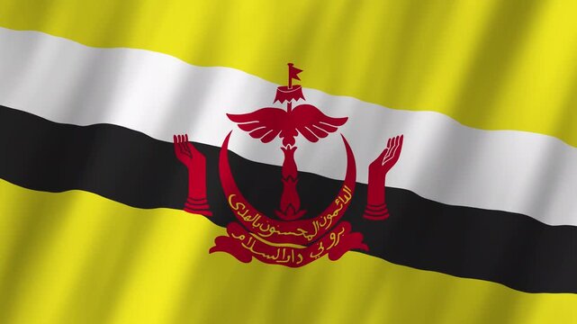 Brunei Flag Waving on Wind, Realistic 4K Background Animation