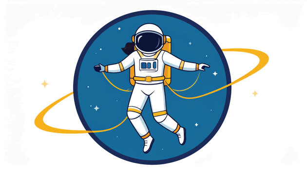 Astronaut in Space Suit Floating in Orbit.