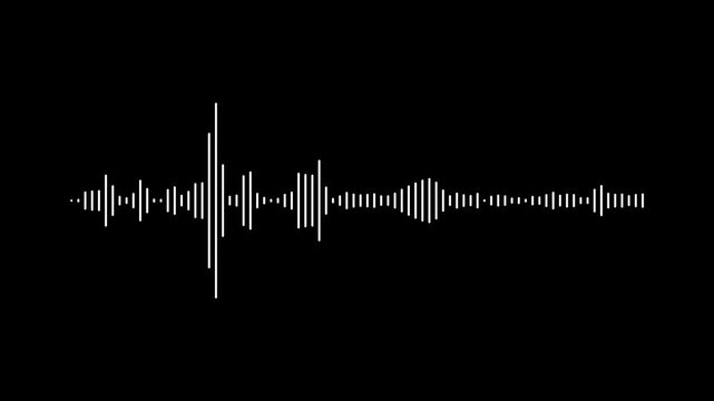 Audio waveform spectrum animation on black background. Audio visualization- Podcast sound waves for online audio streaming. Audio wave oscillation graph motion. Abstract music waves oscillation.