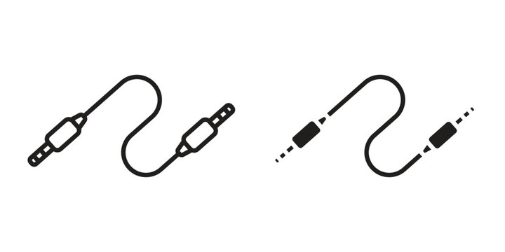 Audio Cable icon suitable design silhouette and line art style on white background