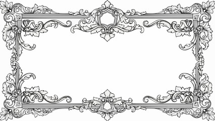 Obraz premium Ornate vintage decorative frame with floral elements and swirls.