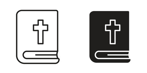 Obraz premium Bible icon suitable design silhouette and line art style on white background