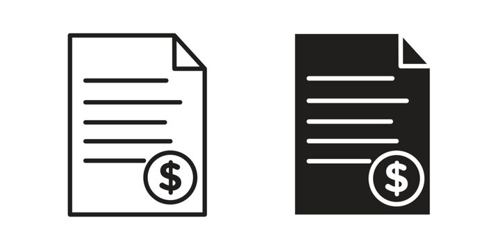 Bills icon suitable design silhouette and line art style on white background