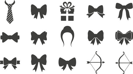 Hand drawn colorful hearts, minimalist continuous line art, black bow tie silhouettes, gift box icons, romantic wedding elements, Valentine's Day.