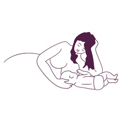 Nurturing mother lovingly holds infant during feeding session
