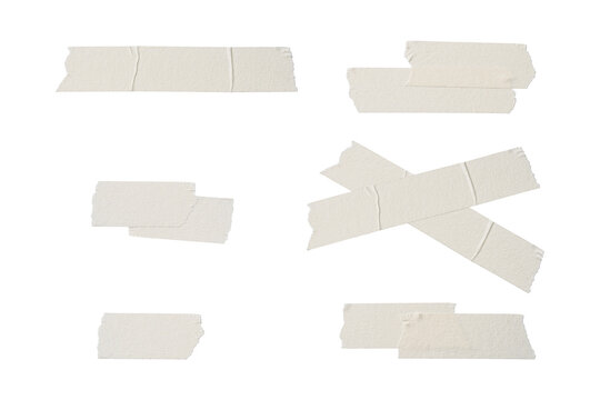 White sticker adhesive paper tape isolated on transparent background.