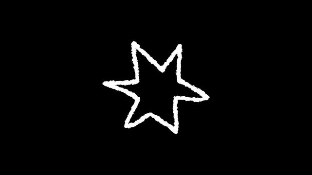 Hand drawn chalk irregular star doodle animation