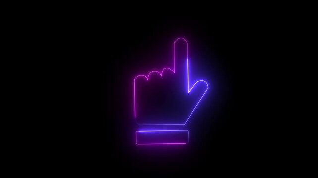  hand cursor with click and accent. Mouse pointer hand click icon animation. Clicking finger icon with black background. 4k 