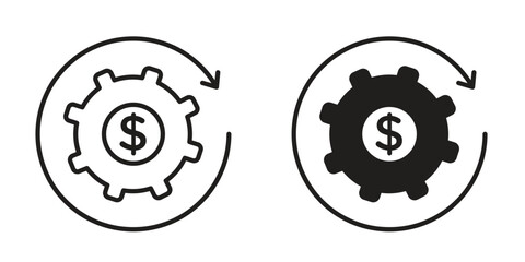 Costs optimization icon suitable design silhouette and line art style on white background