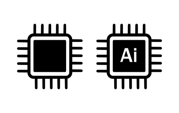 Silhouette of a computer circuit board or AI chip icon