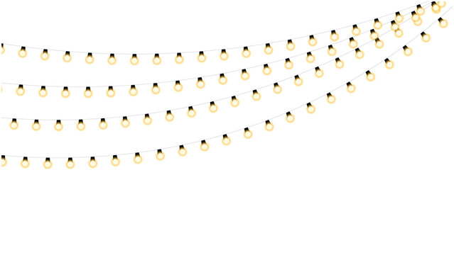 Decorative string lights PNG. 