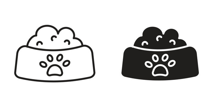 Dog food icon suitable design silhouette and line art style on white background