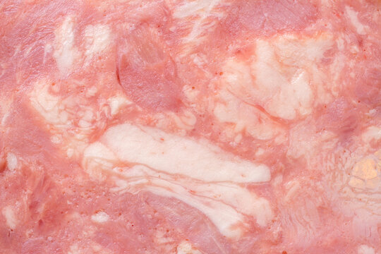 Close-up texture of meat ham. Natural meat sausage