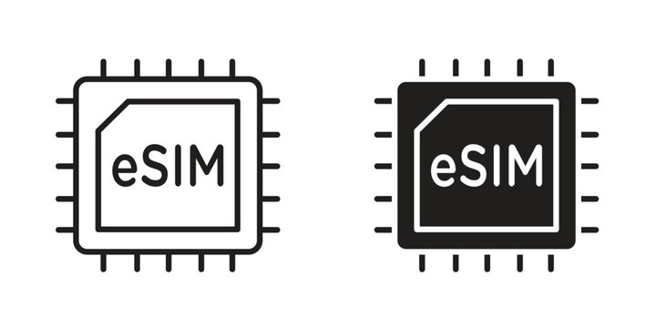 ESIM icon suitable design silhouette and line art style on white background