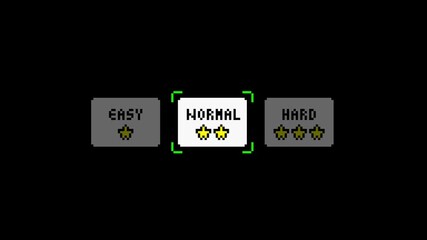 8-bit pixel art game difficulty ui. looped animation 4k 30fps