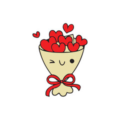 Colorful Valentine's Day bouquet with heart accents