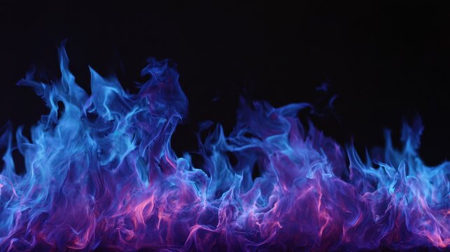 Blended blue and purple flame design for artistic display or background in dark environment
