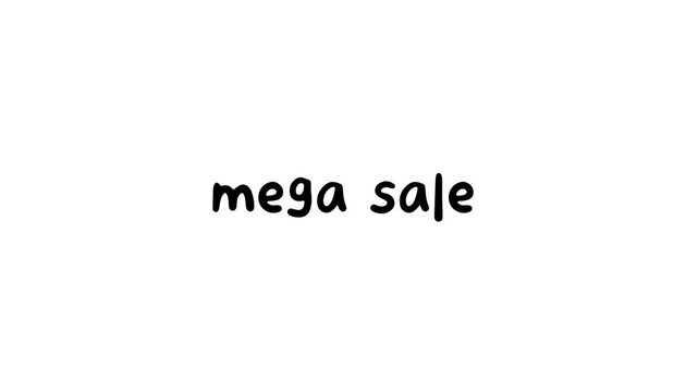 mega sale typing animation on white background video