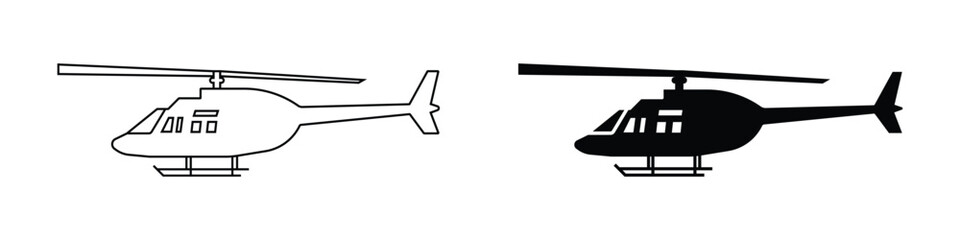 Helicopter symbol. Simple chopper vector sign. Transparent PNG