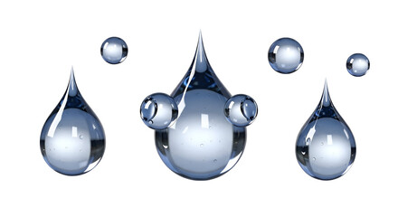 Shiny Water Droplets and Bubbles on Black Background