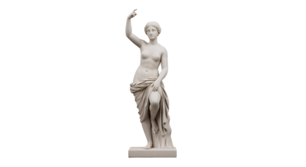 White Marble Statue of a Woman Raising Her Arm sculpture