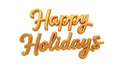 Golden cursive Happy Holidays text on black background
