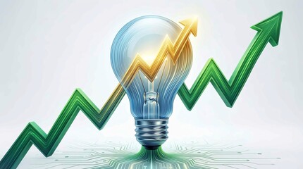 Light Bulb with Rising Arrow Representing Innovation Ideas Business Growth and Creative Financial Solutions