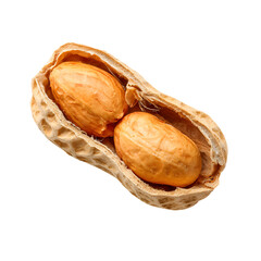 Peanut in shell with two kernels, natural, healthy food, isolated on transparent background