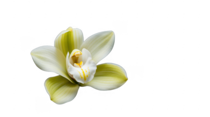 White and yellow flower on black white flower petals isolated on a transparent background