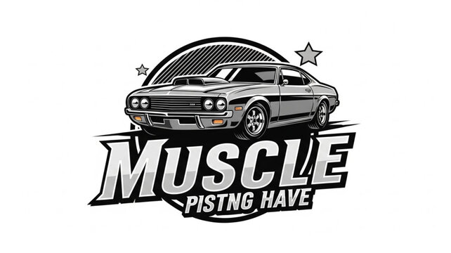 Classic American Muscle Car Emblem Design.