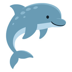 cute dolphin fish sea mammal flat color vector illustration template design