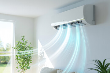 エアコン冷房稼働中の室内シーン　Generative AI