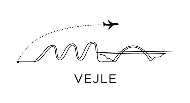 Vejle Denmark city skyline landmarks minimalist vector illustration