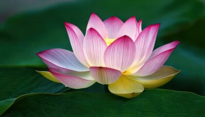 Close-up of a beautiful pink lotus flower in full bloom.