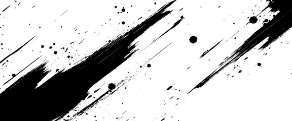 Vector abstract modern background featuring black bold diagonal brush strokes