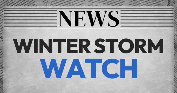 Winter storm watch news alert in 4k animation for weather updates and emergency preparedness information seekers worldwide.