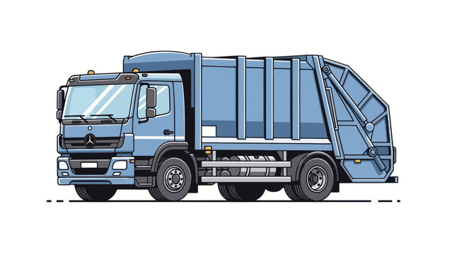 Blue Garbage Truck Vector Illustration