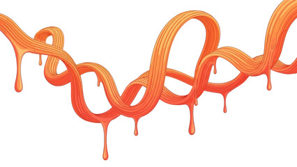 Fluid Orange Swirl with Dripping Effect on White Background