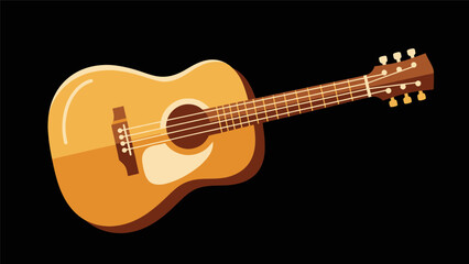 Acoustic Guitar Illustration: Musical Instrument with Wooden Body and Strings
