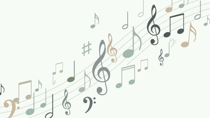 Abstract Musical Notes and Staff Lines - Soft Pastel Colors