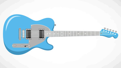 Blue Electric Guitar Isolated on White Background
