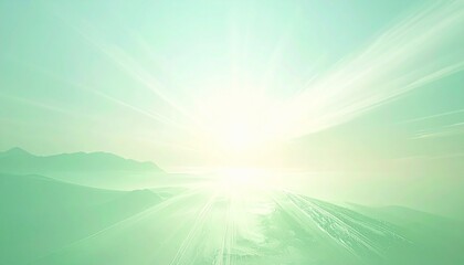 Minimalist Green Landscape with Central Light Glow