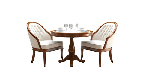 Fototapeta premium Luxury dining set with blank tableware, modern high-end indoor/outdoor furniture concept, transparent background