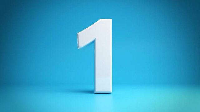 Modern 3D white number 2 on vivid blue background with abstract distorted left edge
