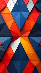 Abstract Geometric Pattern Featuring Triangles in Blue Orange and Red