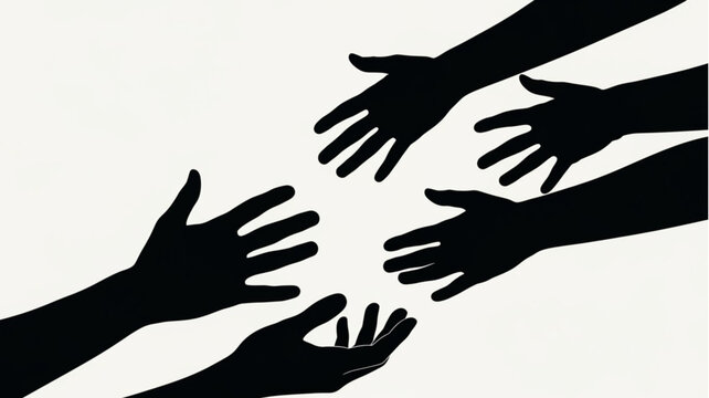 Silhouettes of hands reaching out to each other.